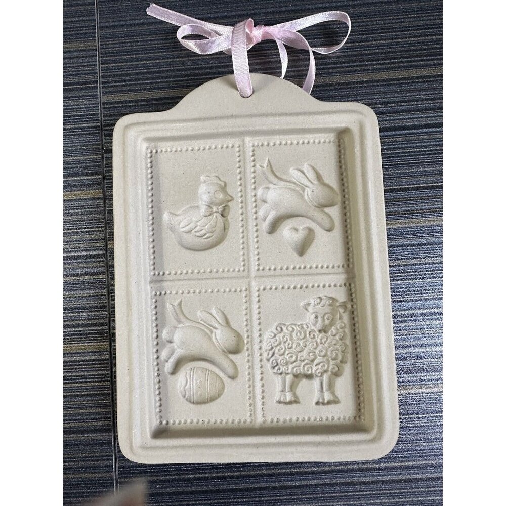Vintage Brown Bag Cookie Art Mold 1989 East Bunnies Sheep Chickens Butter Molds